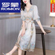 羅蒙（ROMON）真絲連衣裙女春25年新款高端名媛時(shí)尚氣質(zhì)裙杭州桑蠶絲復古印花裙 花色 L 105-115斤
