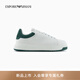 EMPORIO ARMANI/阿瑪尼官方旗艦新款男鞋低幫系帶白色運(yùn)動(dòng)休閑鞋秋季 M0095-米白色/橄欖綠色 42