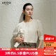 艾諾絲雅詩【商場同款】2025夏季新提花暗紋萊賽爾襯衫燈籠袖女襯衣40515053 奶油米 L