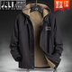 JEEP SPIRIT吉普羊羔絨外套男士棉i服冬季加絨加厚冬裝防寒休閑保暖連帽棉i衣 黑灰色 M