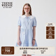Teenie Weenie小熊女裝白色連衣裙2025夏季新款俏皮甜美少女感花邊裙子 淺藍(lán)色 S