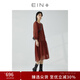 EIN言文藝休閑優(yōu)雅氣質(zhì)雪紡千鳥格印花短袖連衣裙女夏季新款 珊瑚紅 M