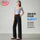 浪莎西裝褲女夏季直筒高腰垂墜顯瘦款職業(yè)裝夏款透氣上班通勤西褲女 黑色 -夏薄款涼感 L （111-125斤）