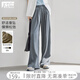 對白山本褲寬松闊腿褲女夏季薄款2025新款垂感顯瘦直筒拖地休閑褲 太空灰 L