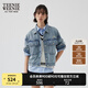 Teenie Weenie小熊女春季寬松短款牛仔外套小個子復古時髦潮酷上衣 淺藍色 M (165)