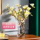 諾詩(shī)曼輕奢玻璃花瓶擺件客廳玄關(guān)電視柜裝飾品喬遷新居禮物搬家結婚紀念 蘭之戀透明花瓶 + 仿真花 禮盒裝