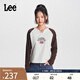 Lee24秋冬新品舒適版撞色插肩袖米白色女長(cháng)袖T恤休閑LWT0089203RX 米白色 M