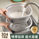 國風食品級304不銹鋼盆廚房用淘米盆加厚洗菜盆瀝水籃家用和面盆 【店長推薦】實盆+漏盆：28CM