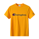 Champion美國champion冠軍春夏季草寫(xiě)刺繡男女情侶圓領(lǐng)短袖T恤打底衫清倉 亮黃色 常規 M 165-175cm/60-70kg