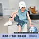 左西童裝男童夏裝套裝2025新款兒童夏季速干籃球服運(yùn)動(dòng)背心兩件套 藍(lán)灰色 150 建議身高150cm左右