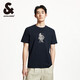 杰克·瓊斯（JACK&JONES） 潮高街時尚百搭簡約休閑膠印英文刺繡常規(guī)圓領短袖男裝225201054