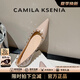 CAMILA KSENIA瓢鞋女2025新款休閑百搭夏季法式平底單鞋鉚釘漆皮晚晚風(fēng)軟底鞋子 卡其色 37