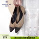 MALOVE MZ王妃鞋新款3.7cm尖頭水晶低跟單鞋女職業(yè)通勤百搭平底鞋新款單鞋 流金歲月（腳寬建議拍大一碼） 38