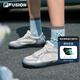 FILAFUSION斐樂女子薄底鞋2025夏季銀色板鞋網(wǎng)面休閑運動德訓(xùn)鞋 雪白/太空銀-SS 37.5