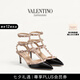 華倫天奴VALENTINO[七夕禮物]女士 ROCKSTUD 鉚釘高跟鞋涼鞋 黑色/粉色 38.5