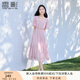 香影雪紡連衣裙女2025夏季新款氣質(zhì)垂感收腰溫柔風(fēng)粉色超仙方領(lǐng)裙 粉色 L 165/88A/110-125斤
