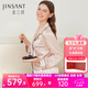 金三塔真絲睡衣女100%桑蠶絲外穿涼感兩件套睡褲居家服七夕禮物 [熱薦]19姆米香妃色 L