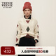 Teenie Weenie小熊女裝簡約風(fēng)冬裝學(xué)院風(fēng)復(fù)古絞花毛衣撞色毛針織衫