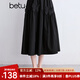 百圖betu女裝2025夏季新款半身裙松緊高腰女裙立體蝴蝶結(jié)裙子2504X01 黑色 M