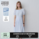 Teenie Weenie小熊女裝簡(jiǎn)約夏氣質(zhì)設(shè)計(jì)感泡泡袖藍(lán)色連衣裙百褶裙 淺藍(lán)色 L