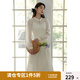 獨(dú)束大碼女裝新中式假兩件連衣裙春裝新款國風(fēng)旗袍盤扣中長款裙子 云嶺白 XL (尺碼：3)