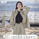 對白今年流行襯衫套裝裙女2025秋裝新款寬松襯衣半身裙通勤兩件套 灰卡其 L
