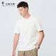 與狼共舞【重磅易打理】夏季潮流印花上衣男士短袖T恤 801米白  S 