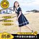 G.DUCKKIDS童裝女童連衣裙夏季2024新款洋氣女大童夏裝學(xué)院風(fēng)純棉兒童裙子潮 藏青 吸汗棉質(zhì) 160 建議150-160cm12-13歲