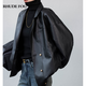 RHUDE FOG品牌女裝韓版皮衣外套女2025春秋新款時(shí)尚復古高級感純色通勤顯瘦 黑色 M