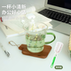 欣美雅（xinmeiya）小清新玻璃杯耐高溫果汁牛奶杯高顏值喝水杯2025新款水杯子夏 小清新把手杯+杯刷 高硼硅玻璃材質(zhì)