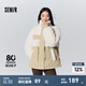 森馬羽絨服女中長(zhǎng)款寬松拼接仿兔毛冬立領(lǐng)收腰薄外套慵懶 咖色調(diào)00355 160/84A/M