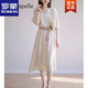 羅蒙連衣裙女2023年夏季新款名媛高端輕奢優(yōu)雅知性氣質(zhì)顯瘦中長款裙子 米杏色 L