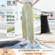 香影純棉九分休閑褲女2025夏季新款日系穿搭翻領(lǐng)寬松綠色直筒褲子 豆沙綠 M
