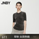 JNBY/江南布衣春夏新品T恤女彈力修身簡約基礎款絲絨感5X4110040 201/暗咖 S