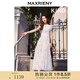 MAXRIENY【方媛同款】藍(lán)星花連衣裙優(yōu)雅小飛袖百褶氣質(zhì)收腰長裙夏 米白 M