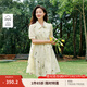茵曼淡人穿搭植物繡花連衣裙2025夏季女裝新款顯瘦a字寬松娃娃裙 杏色 M