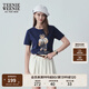 Teenie Weenie【索羅娜】女裝夏季簡(jiǎn)約風(fēng)白色短袖T恤短款上衣 藏青色 S (160)