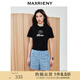 MAXRIENY精致優(yōu)雅感玫瑰釘珠繡花短袖T恤女25春修身顯瘦截短上衣 黑色 L