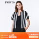 PORTS寶姿 春夏新品女裝圓領(lǐng)短袖袖條紋針織外套LA8J066FFT004 黑色條紋 S (4)
