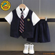 G.DUCKKIDS兒童西裝套裝帥氣男童夏季花童主持人禮服寶寶英倫幼兒園畢業(yè)服裝 兩件套配領(lǐng)帶 140 建議130-135cm7-8歲