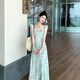 茯見(jiàn)甜美連衣裙女小飛袖碎花裙溫柔風(fēng)夏季小眾氣質(zhì)修身荷葉邊a字長(cháng)裙 小飛袖碎花連衣裙 M