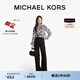 MICHAEL KORS邁克高仕 MK 女士桑蠶絲印花系帶長(zhǎng)袖襯衫 黑色/白色 048 M