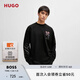 HUGO男士抽象藝術圖案裝飾棉制長袖 T 恤 001-黑色 M