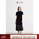 EIN言輕禮服新中式立領(lǐng)流光絲絨花邊拼接旗袍連衣裙 2025夏新款 石墨黑 L