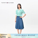 TOMMY HILFIGER25新款春夏女裝純棉休閑通勤半松緊腰A字牛仔半身裙44389 牛仔藍(lán)1A7 36 M