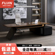 福錦（FUJIN）高檔大氣輕奢老板桌簡(jiǎn)約現(xiàn)代氛圍燈總裁桌辦公室領(lǐng)導(dǎo)辦公桌椅組合 老板桌【定制尺寸】