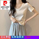 皮爾卡丹（pierre cardin）短袖T恤女2023夏季正肩v領(lǐng)純色修身彈力短款百搭打底內搭上衣 白色【高級感】 M 建議90-105斤