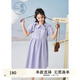 紫涵（ZIHAN）紫涵娃娃領(lǐng)短袖連衣裙女夏季新款多巴胺穿搭奶甜可愛收腰裙子 清新紫 M