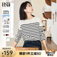 歐莎（OSA）知性通勤條紋長袖T恤女2025秋新款法式寬松顯瘦內(nèi)搭打底衫上衣 黑白條 M