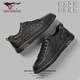 七匹狼男鞋一腳蹬板鞋2026春季新款透氣休閑皮鞋黑色時(shí)尚百搭小眾潮鞋男 黑色 【官方正品】 42 標準皮鞋碼